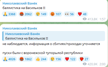 Балістична загроза вночі 21 грудня