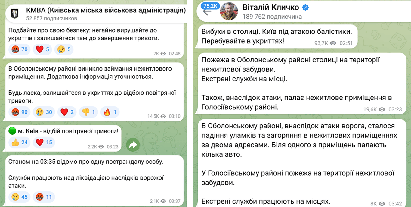 Київ під ударом балістики 16 серпня
