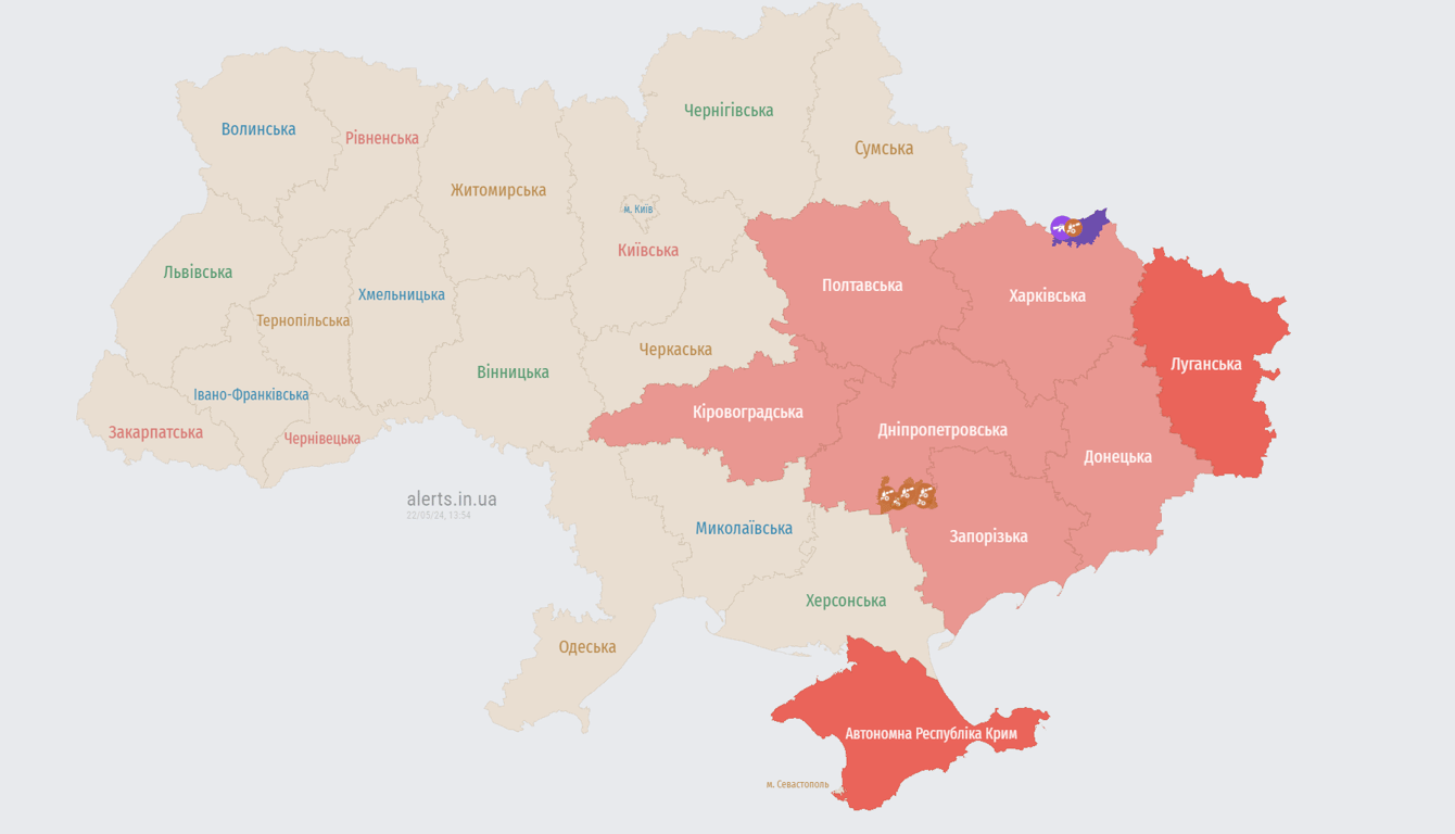 тривога в Україні 22 травня