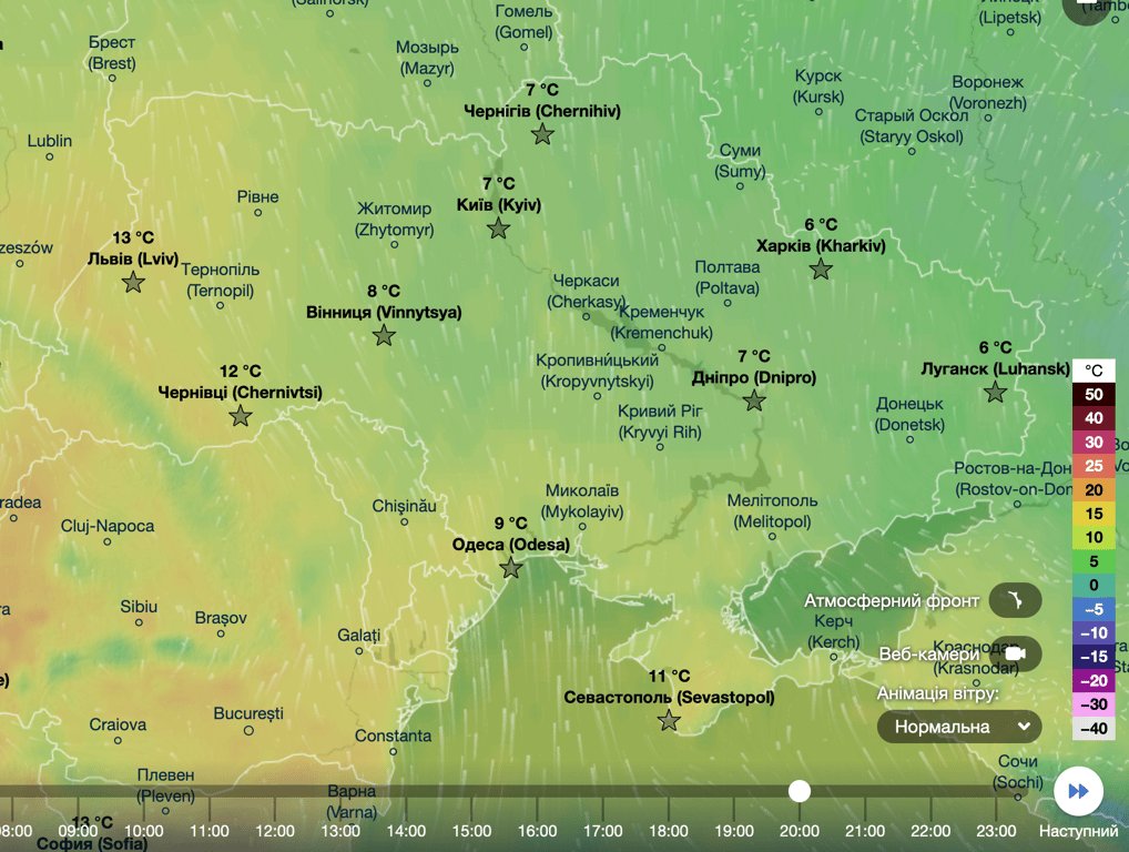 Карта температур