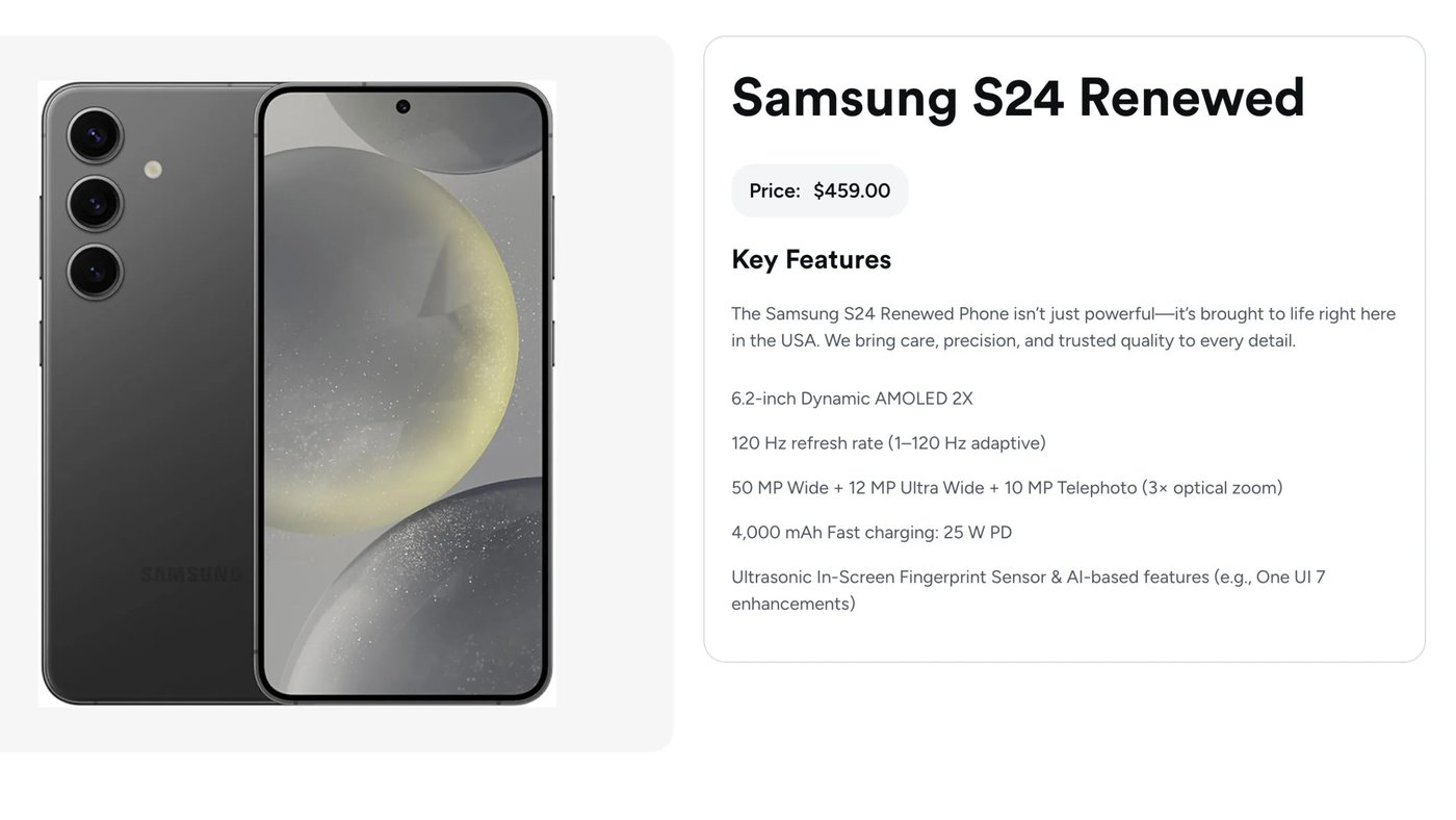 Відновленний смартфон Samsung на сайті Trump Mobile