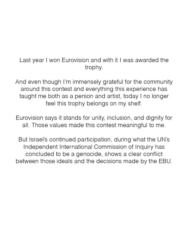 Nemo вернули награду представителям Евровидения — какая причина - фото 1