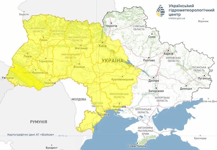 Метеорологічні явища в Україні 24 жовтня 2025 року 