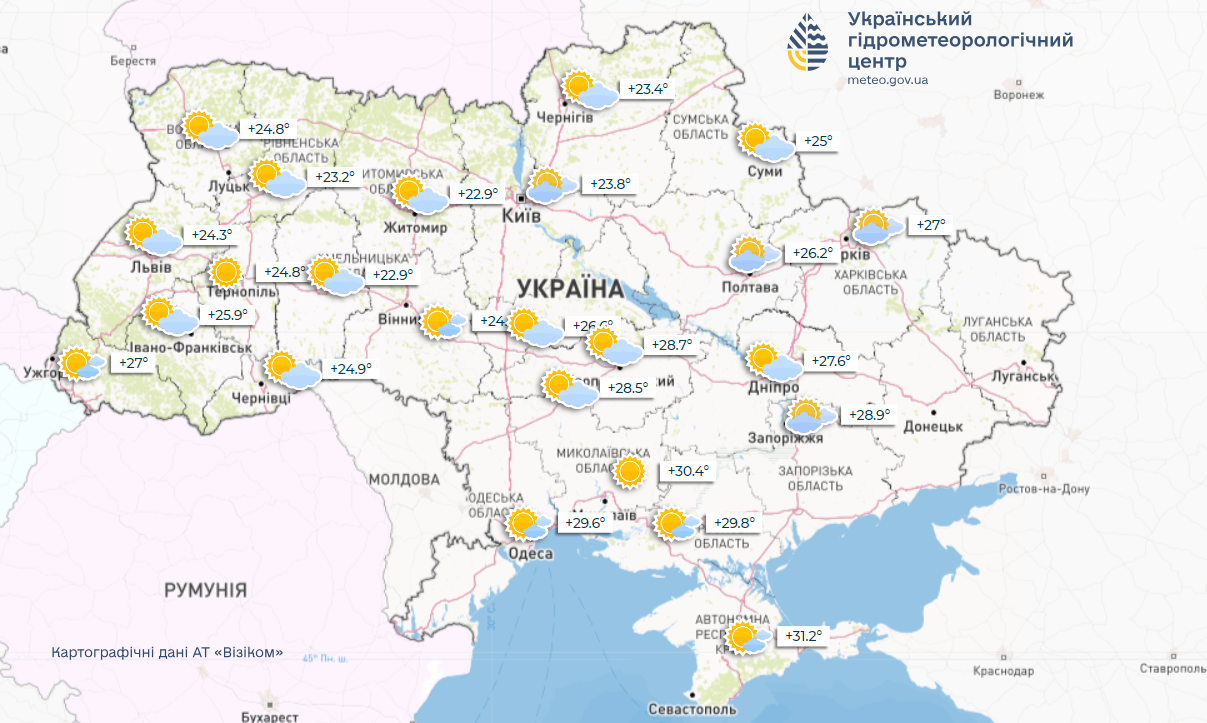Прогноз в Украине 12 августа