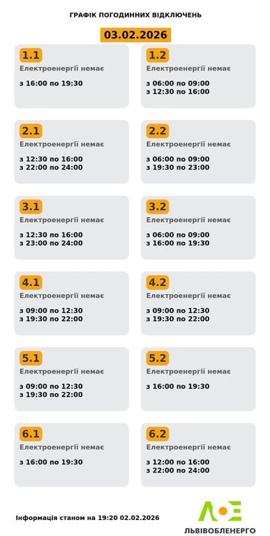 Світло за графіком — які графіки відключень на Львівщині 3 лютого - фото 1