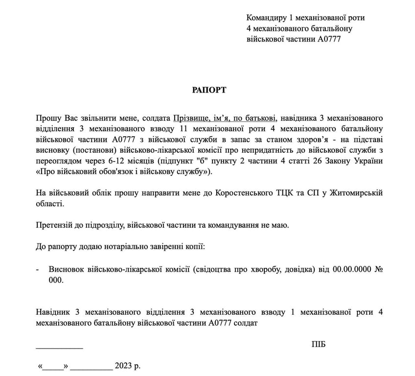 Як правильно написати рапорт на звільнення