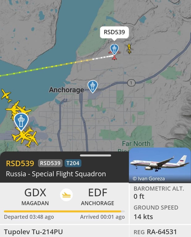 Путін прибув на переговори в Анкориджі