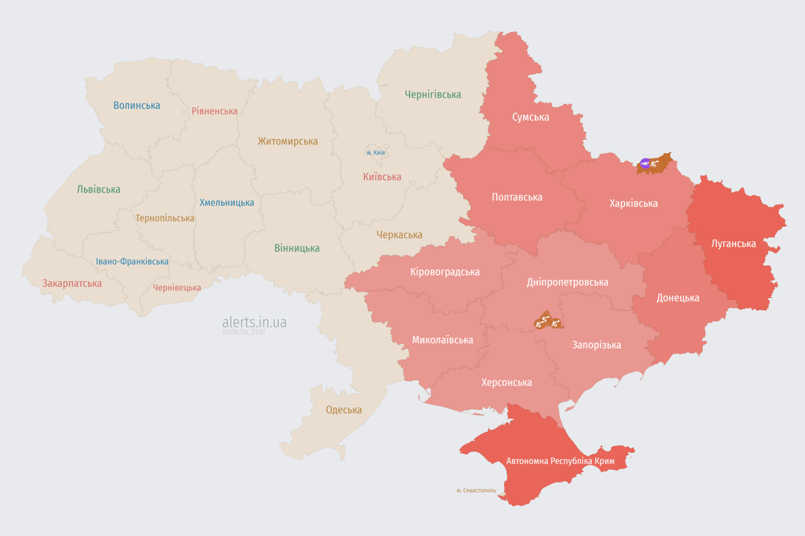 Атака баллистики вечером 15 августа