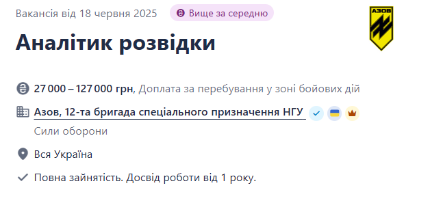 "Азов" шукає аналітиків розвідки — які умови та зарплата - фото 1