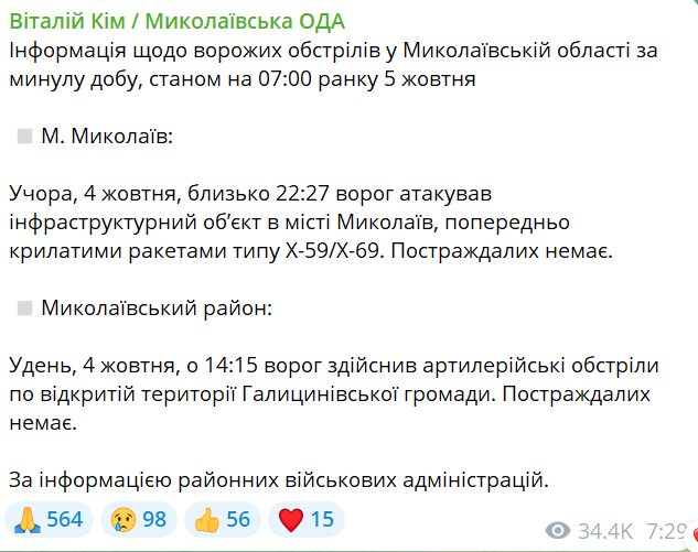 обстріл Миколаєва