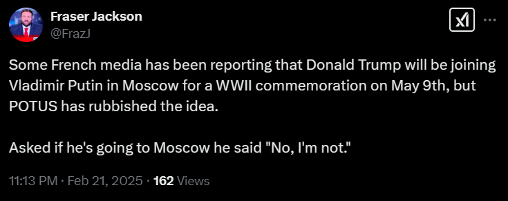 Трамп заявил, что не будет ехать в Москву 9 мая - фото 1