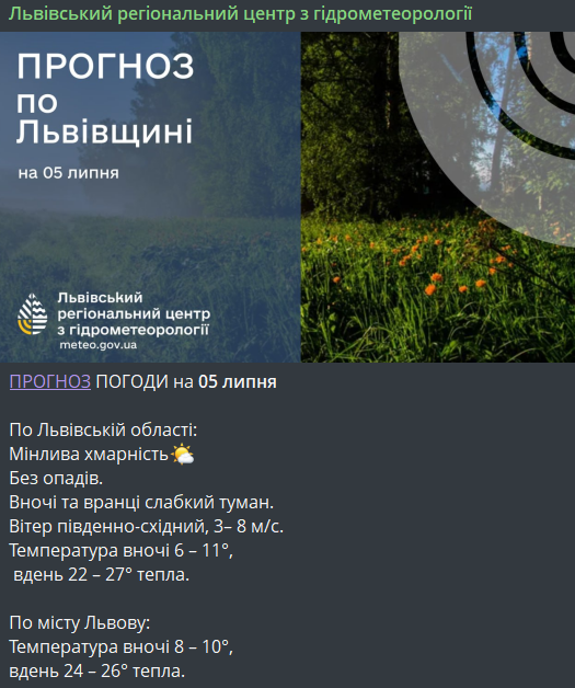 Погода у Львові 5 липня