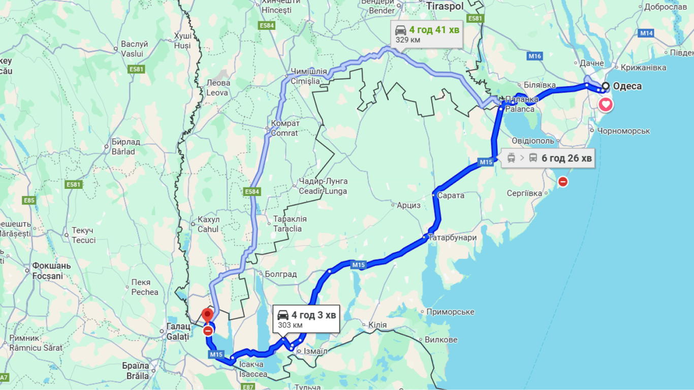 Затори на трасі Одеса-Рені