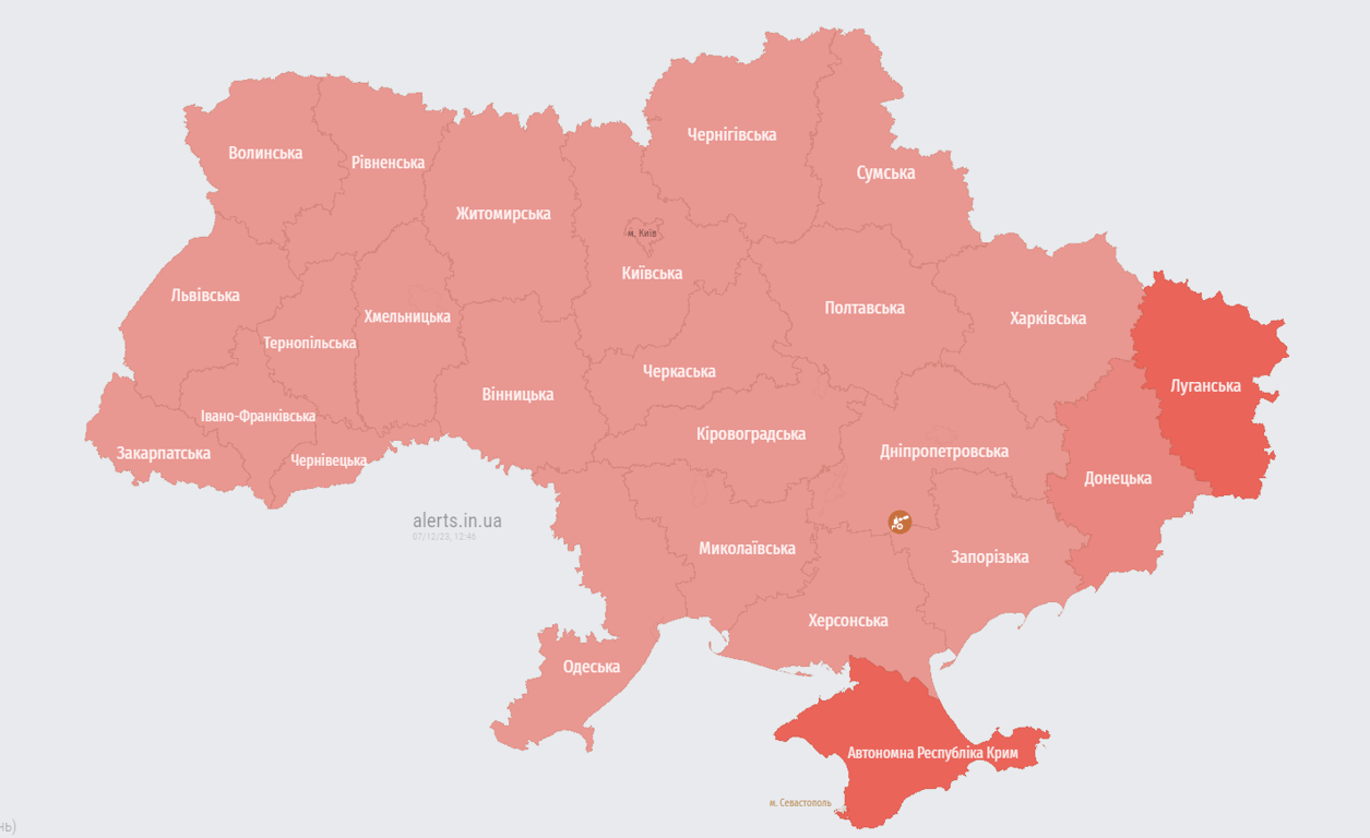 повітряна тривога в Україні 7 грудня