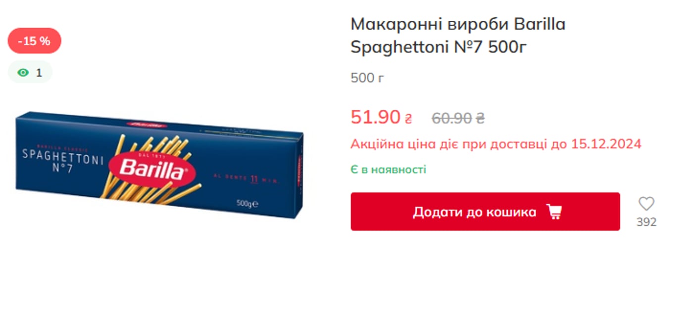 Ціни на макарони в Україні