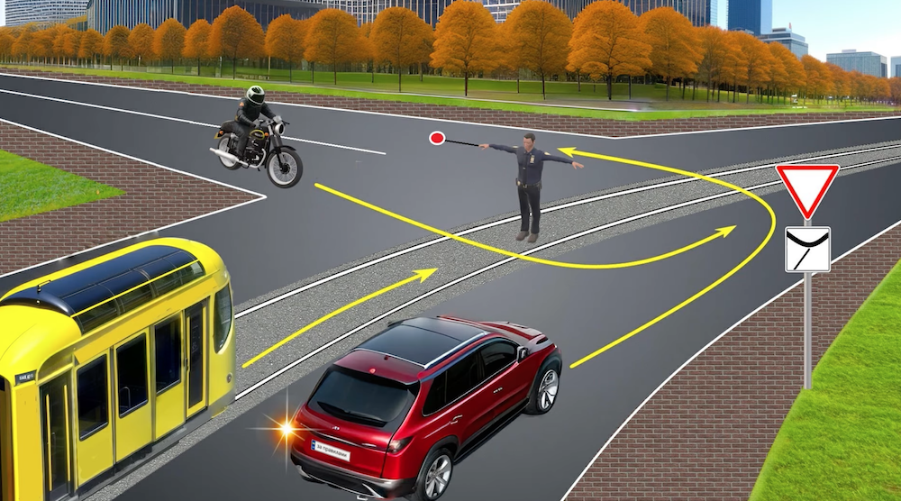 Тест з ПДР: хто може проїхати за сигналом регулювальника?