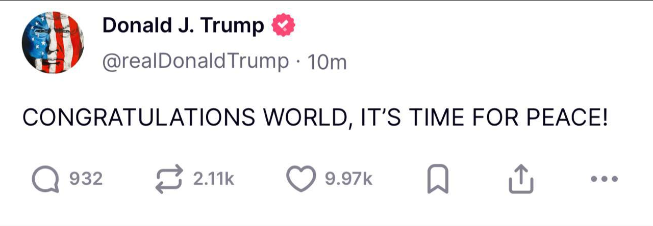 Настало время мира — Трамп выступил с неожиданным заявлением - фото 1