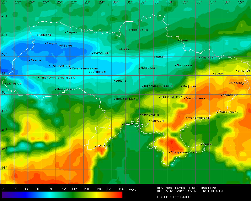 Температури в Україні 6 травня 2025 року