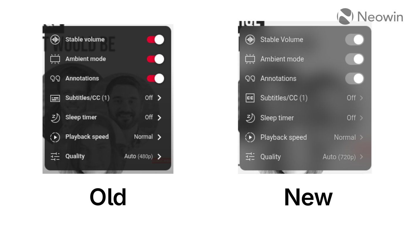 Редизайн меню YouTube