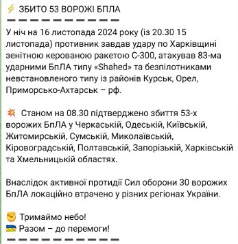 атака на Украину 16 ноября