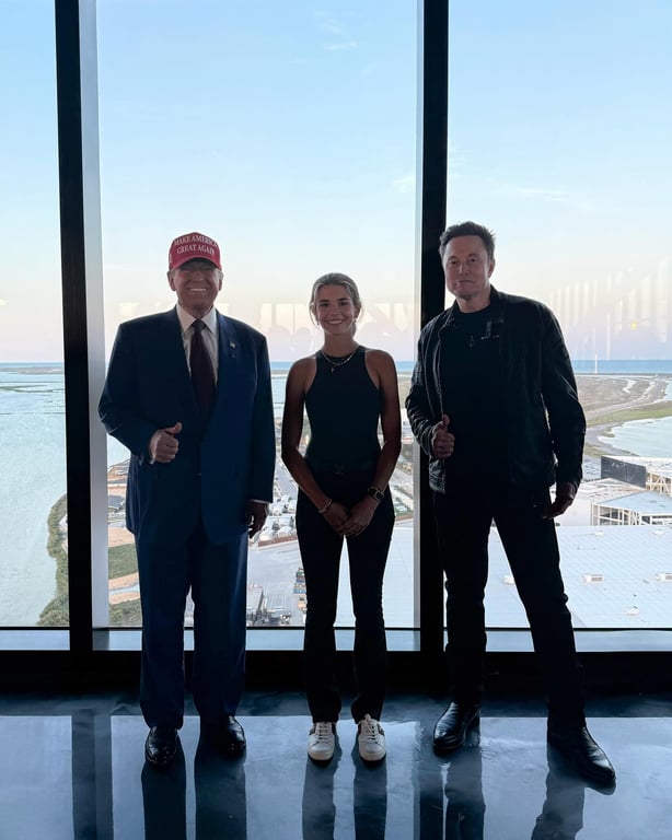 Дональд Трамп з онучкою та Ілоном Маском