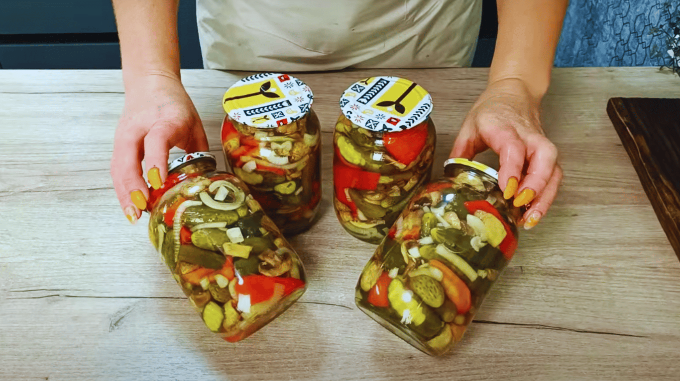 рецепт салату з печерицями на зиму