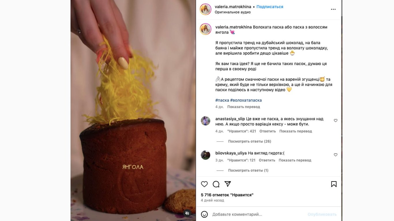 незвичайна волохата паска з волоссям янгола від переможниці МастерШеф