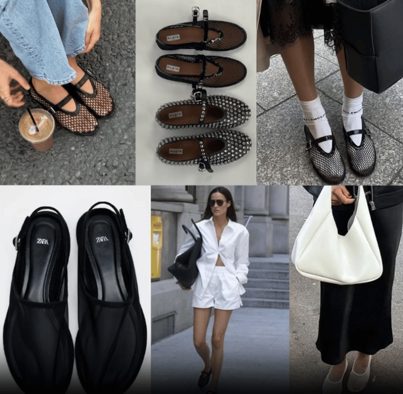 Стильные балетки в сеточку