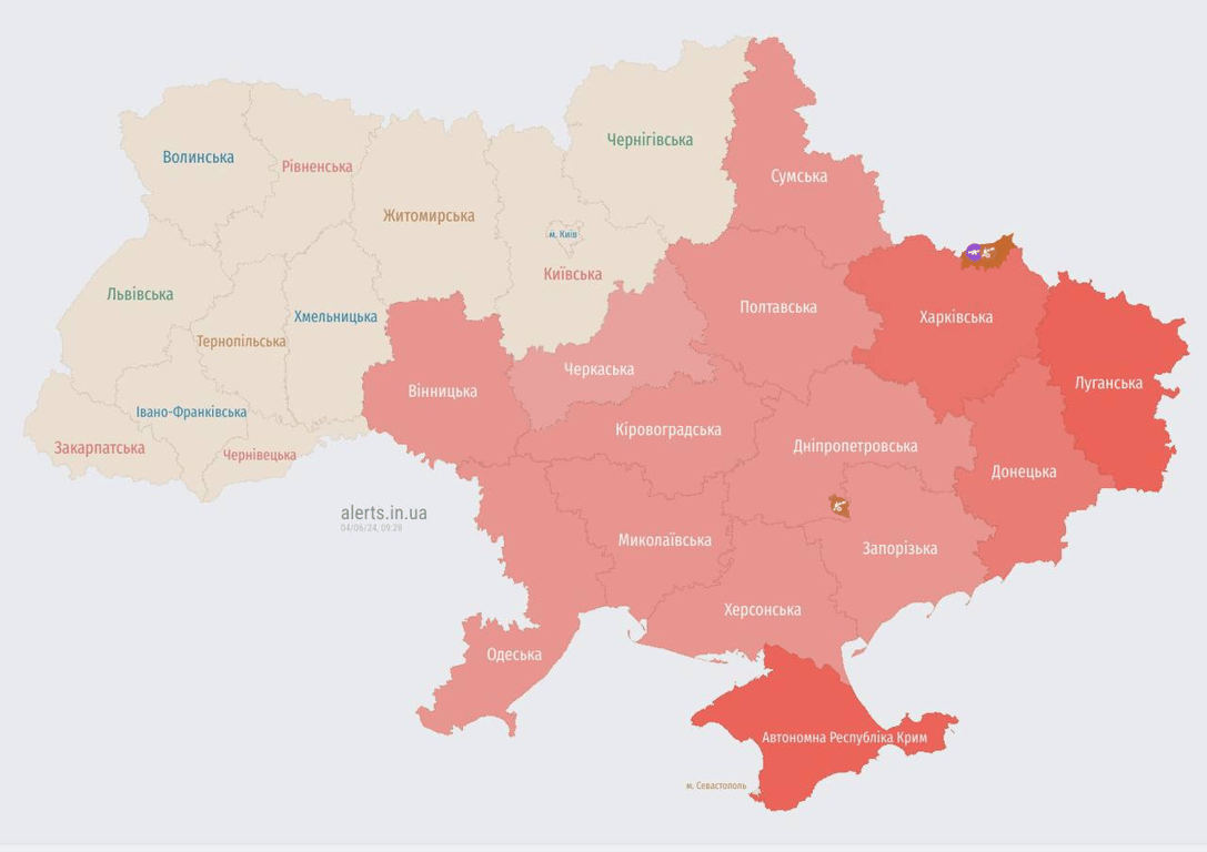 Повітряна тривога в Україні 4 червня