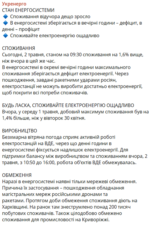 Стан енергетики