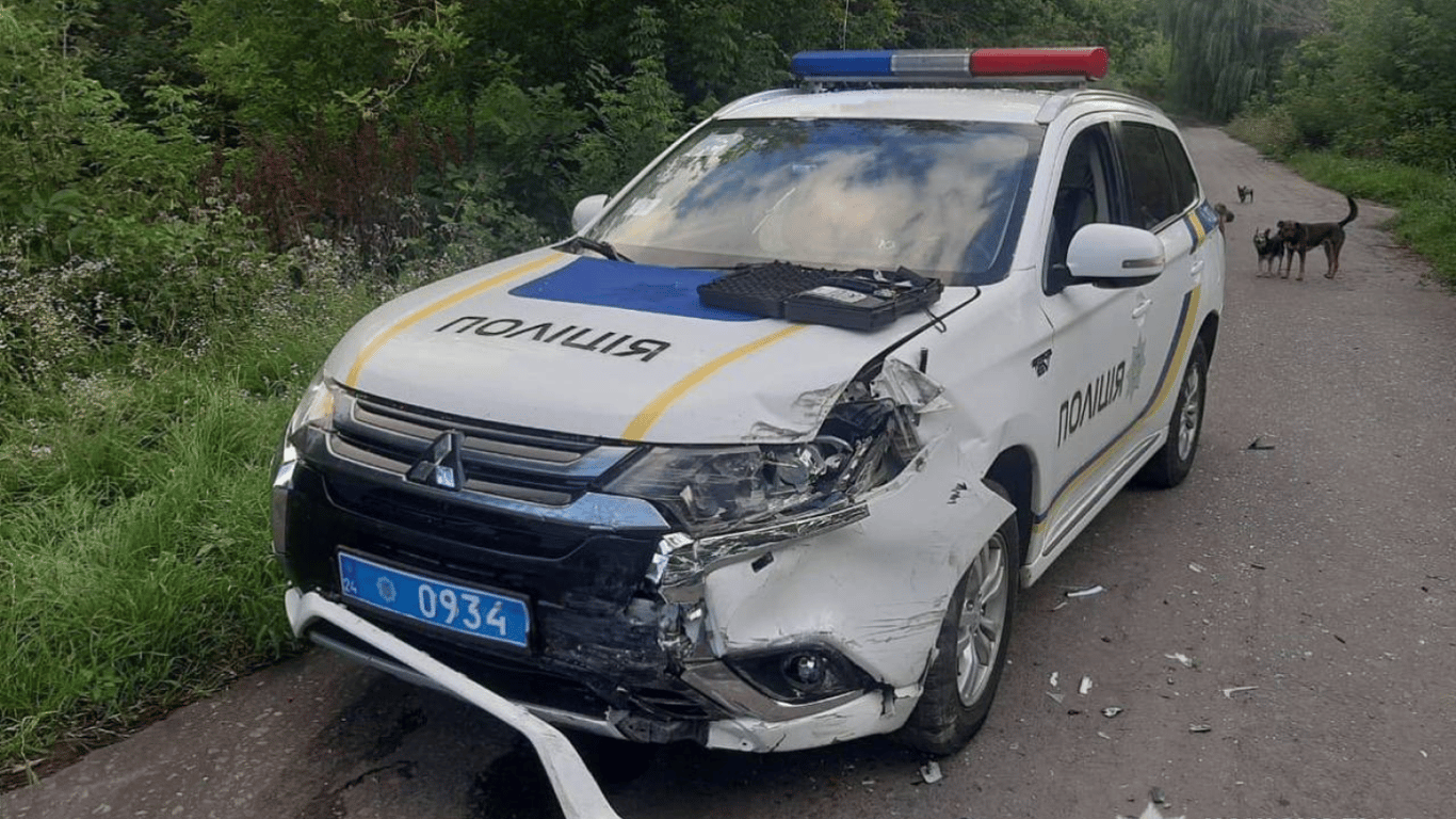 На Черкащині нетверезий водій протаранив авто поліції