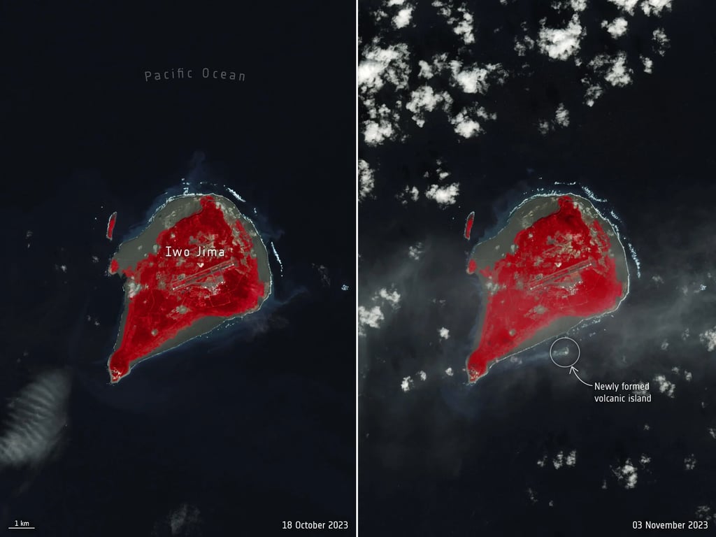 Новий острів, народжений вулканом біля берегів Японії, показали з космосу