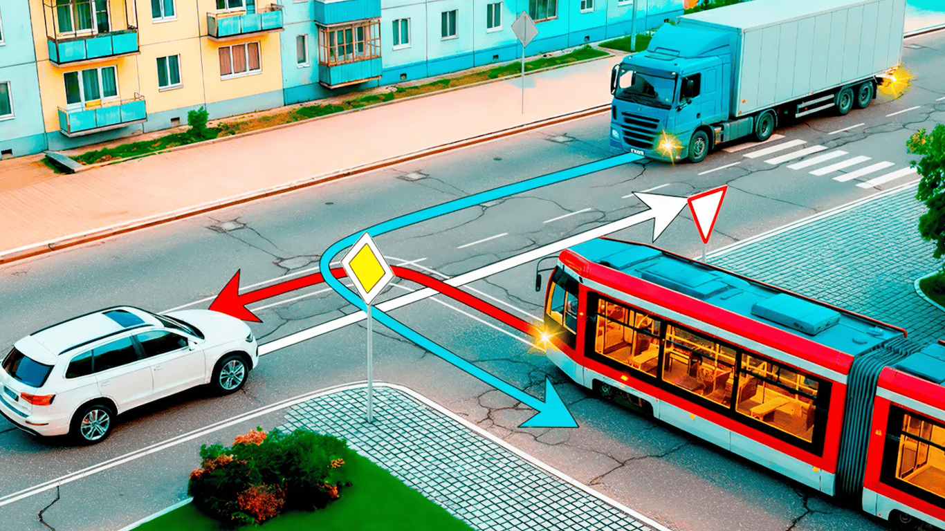 Хитрый тест ПДД: кто проедет перекресток последним