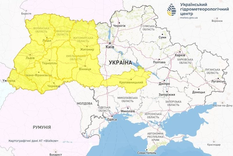 Небезпечні стихійні й метеорологічні явища в Україні 26 жовтня