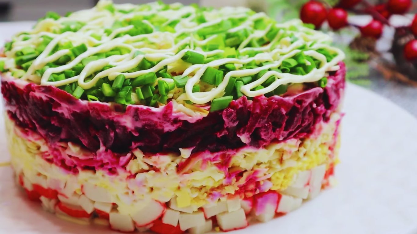 салат шуба з крабовими паличками