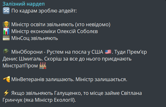 Кадрові зміни в уряді України
