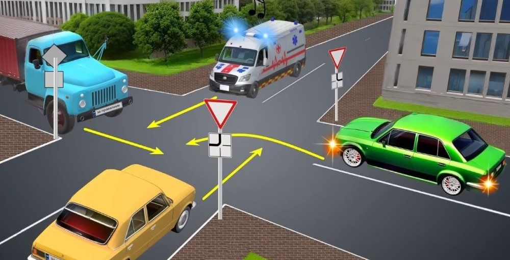 Хитрая задача из ПДД — кто пропускает скорую на перекрестке - фото 1