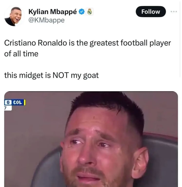 Сообщение на странице Мбаппе