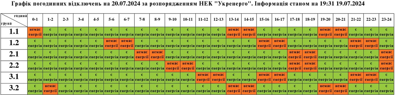 Графіки відключення світла у Львівській області 20 липня