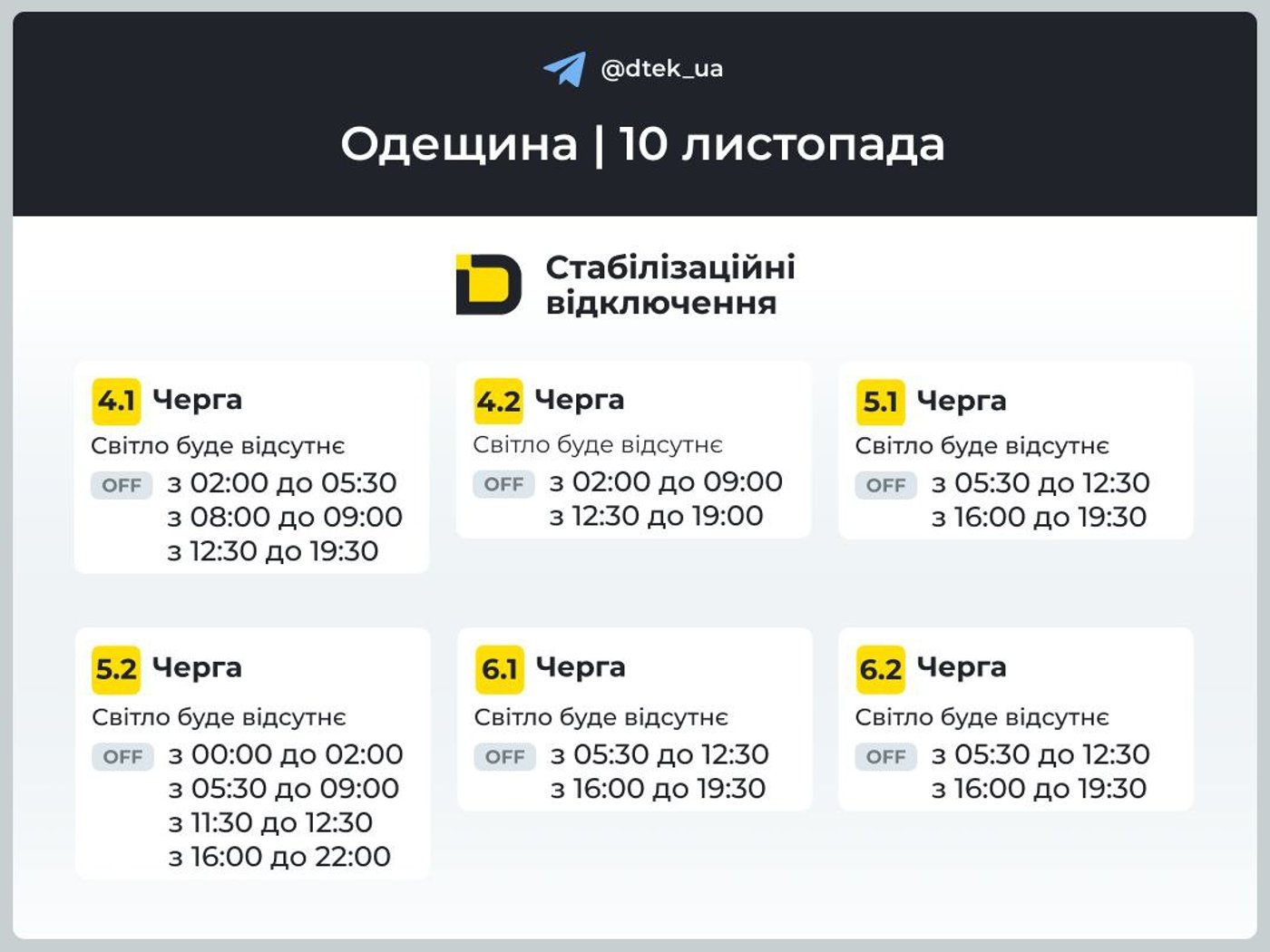 Графіки відключення світла