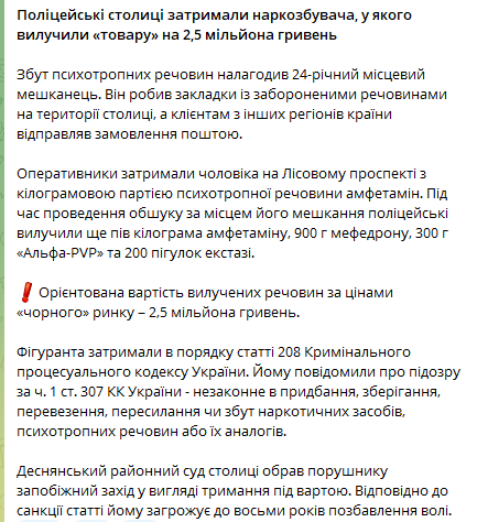 Допис поліції Києва. Фото: скриншот