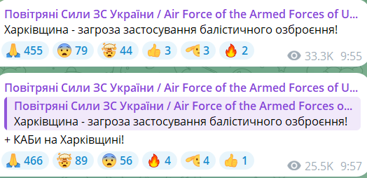 Повітряна тривога у Харкові та області 30 квітня
