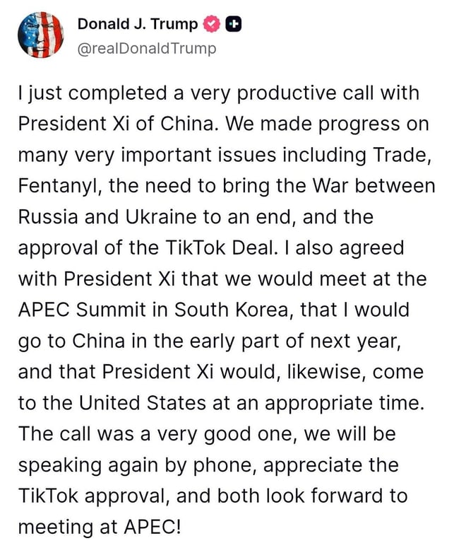 Трамп прокомментировал разговор с Си Дзиньпином