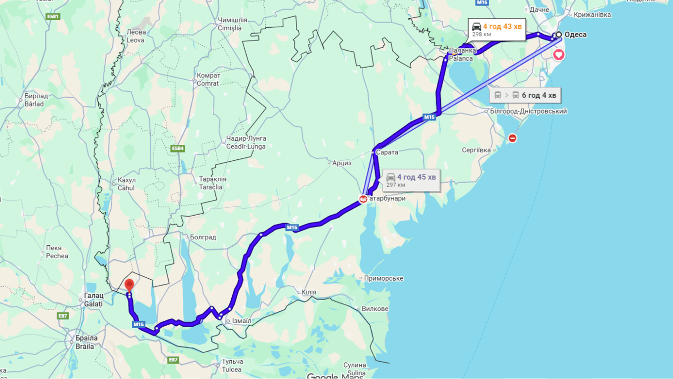 Затори на трасі Одеса-Рені