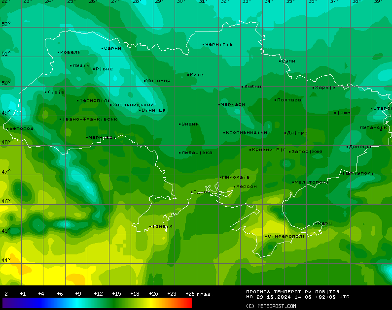 Температурная карта. Фото: Метеопост
