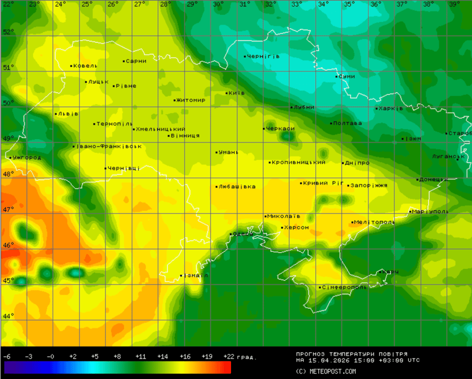 Прогноз погоди в Україні 15 квітня