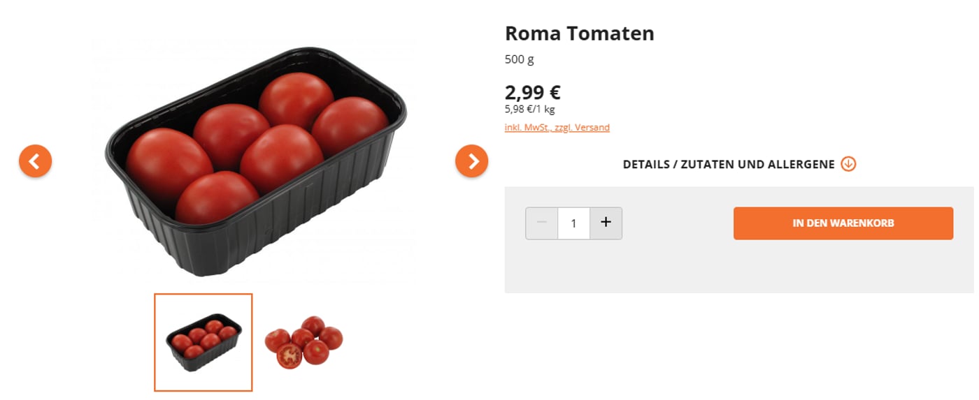 Ціни на помідори у Німеччині