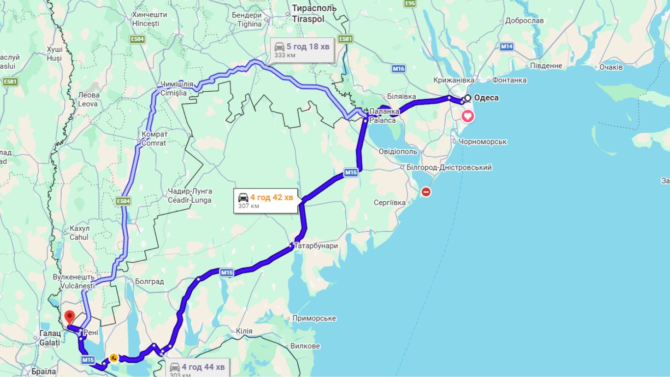 Затори на трасі Одеса-Рені