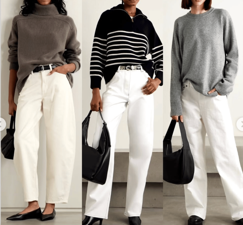 Светр зі світлими штанами має дуже елегантний вигляд