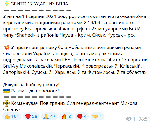 Нічна атака "шахедів" на Україну — у Повітряних силах заявили про збиття більшості цілей - фото 1